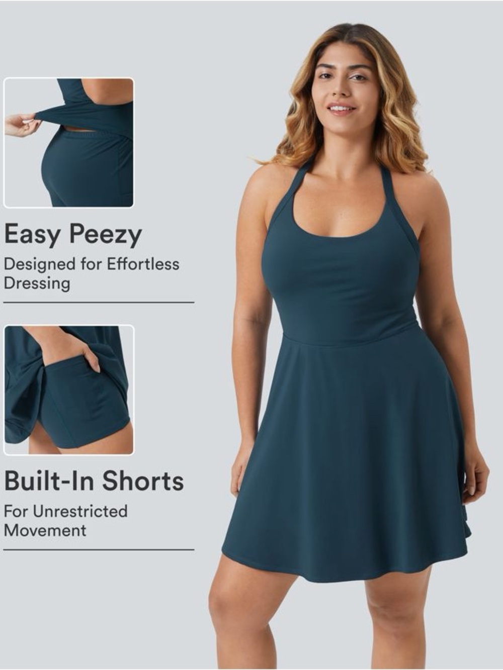 Halara Easy Peezy Activewear Dress | Medium | Teal